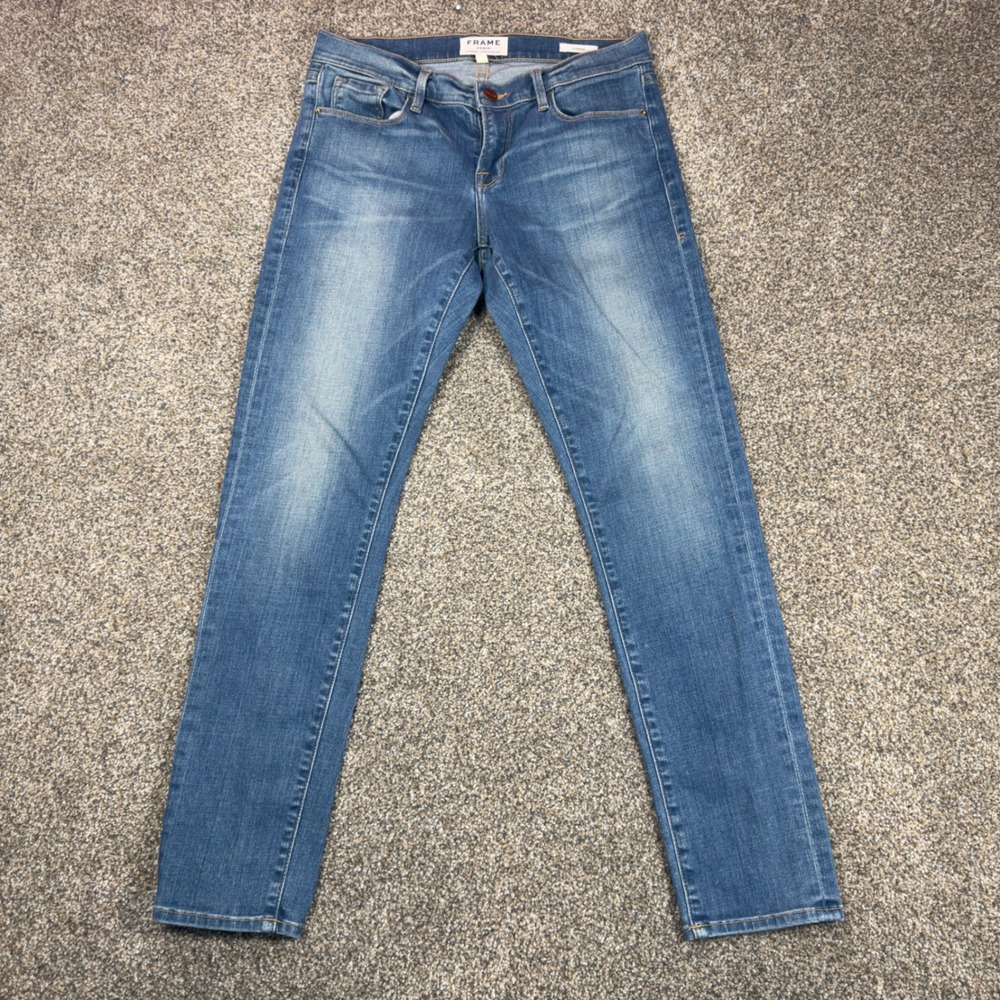 FRAME Le Garcon Jeans Womens 26 Slim Boyfriend Medium Wash Stretch Luxury Denim